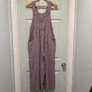 Free People Sun-Drenched Overalls Purple Textured